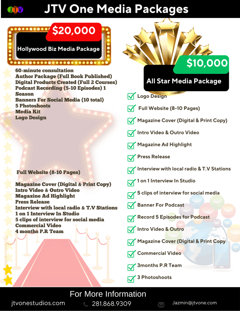 JTV One Studios Media Packages